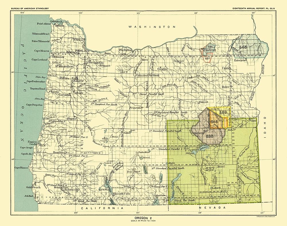Oregon - Grande Ronde - Hoen 1896 art print by Hoen for $57.95 CAD
