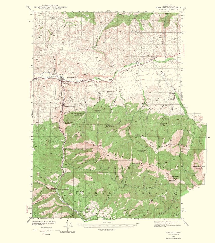 John Day Oregon Quad - USGS 1967 art print by USGS for $57.95 CAD