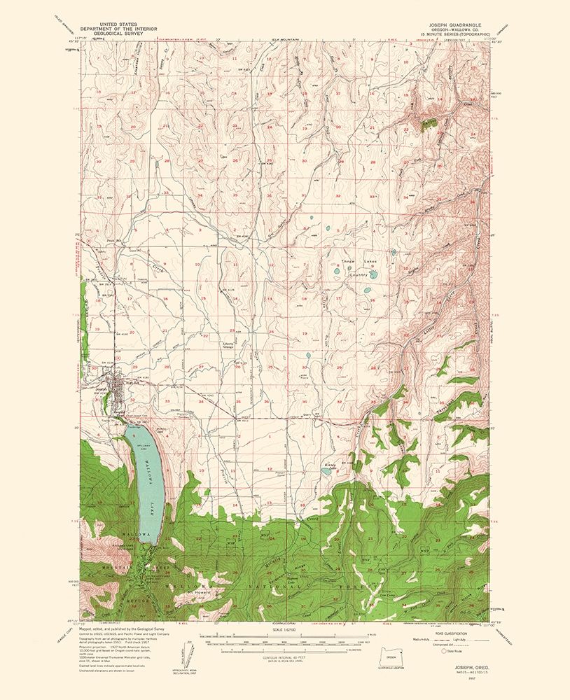 Joseph Oregon Quad - USGS 1963 art print by USGS for $57.95 CAD