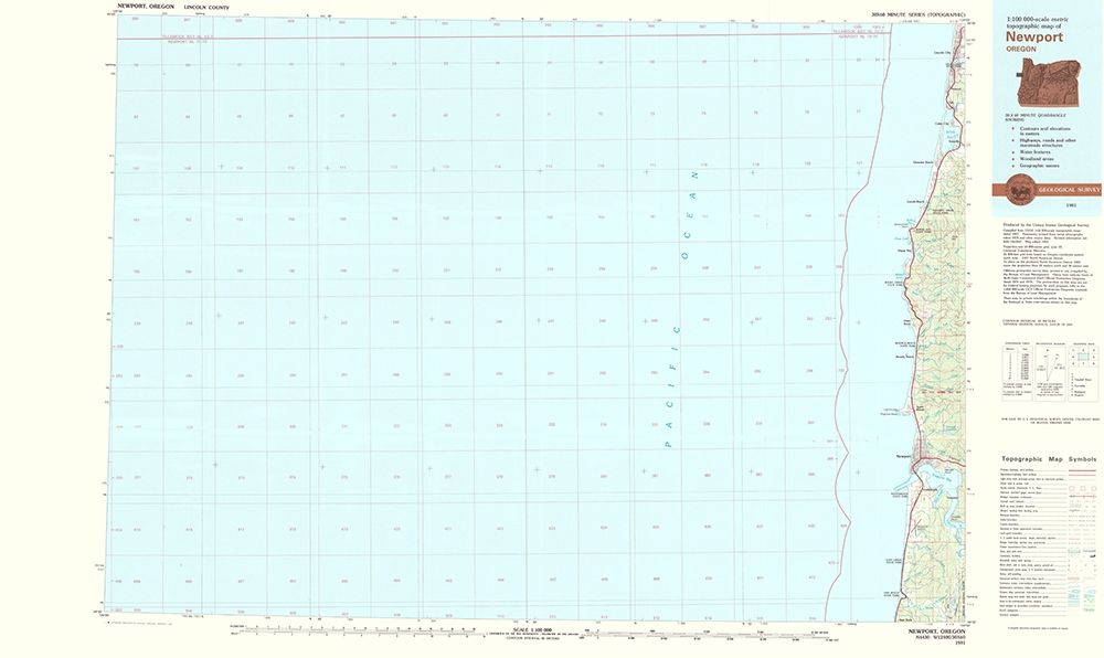 Newport Oregon Quad - USGS 1981 art print by USGS for $57.95 CAD