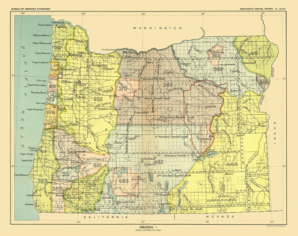 Oregon - Hoen 1896 art print by Hoen for $57.95 CAD