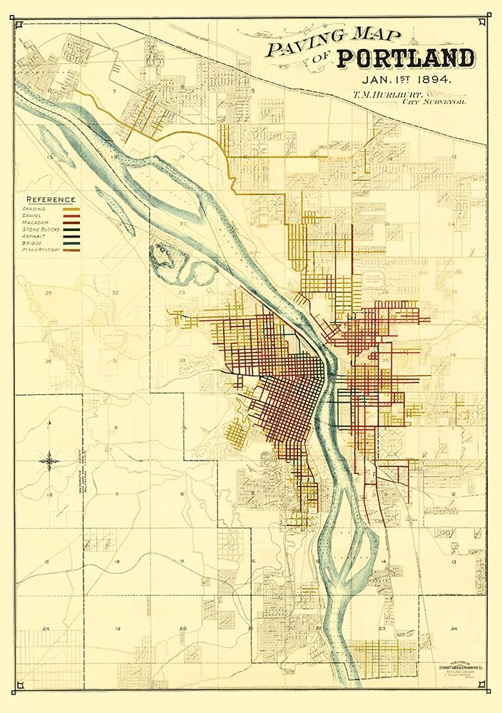 Portland Oregon Paving - Schmidt 1894 art print by Schmidt for $57.95 CAD