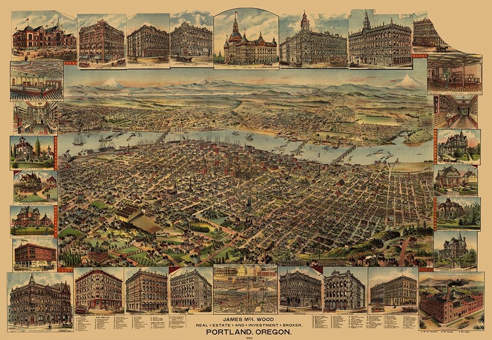 Portland Oregon - Elliot 1890 art print by Elliot for $57.95 CAD