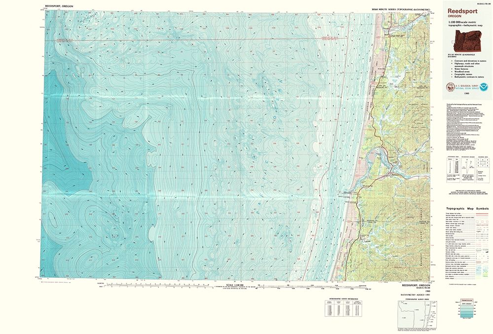 Reedsport Oregon Quad - USGS 1980 art print by USGS for $57.95 CAD