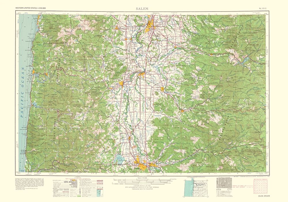 Salem Oregon Quad - USGS 1963 art print by USGS for $57.95 CAD