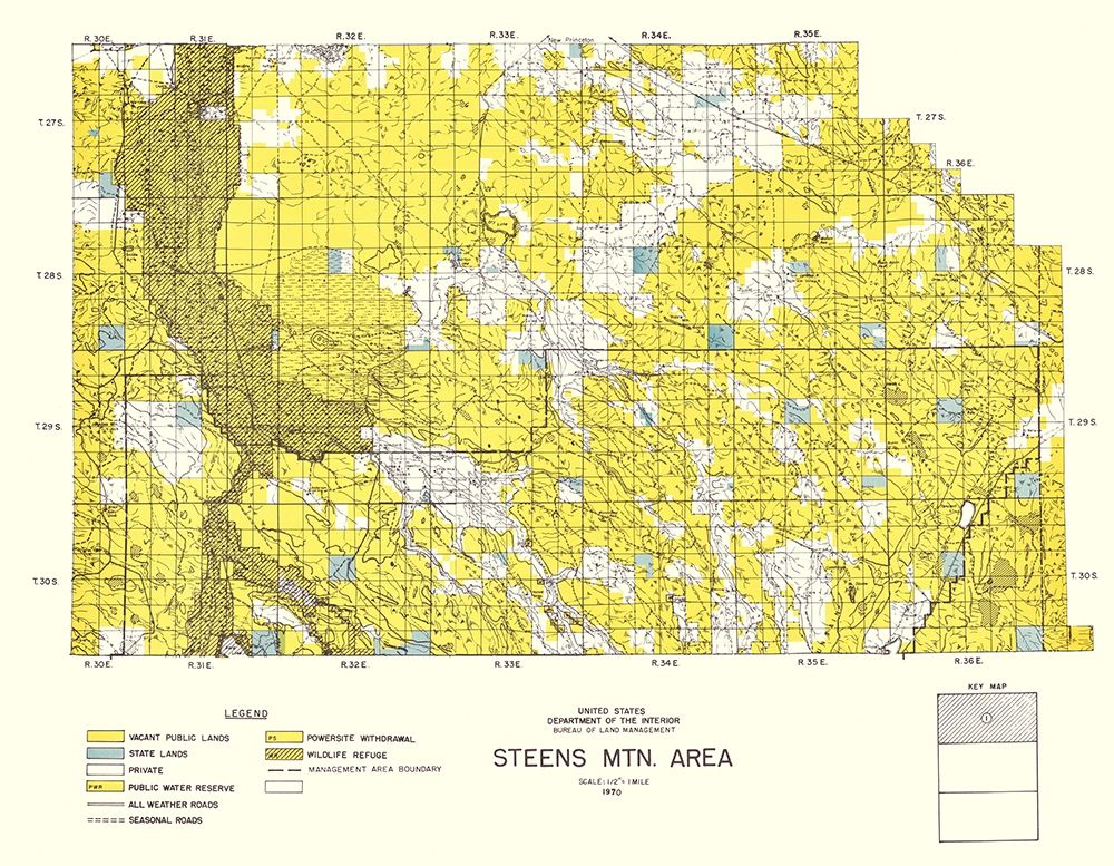 Steens Mountain North Oregon - DOI 1970 art print by DOI for $57.95 CAD