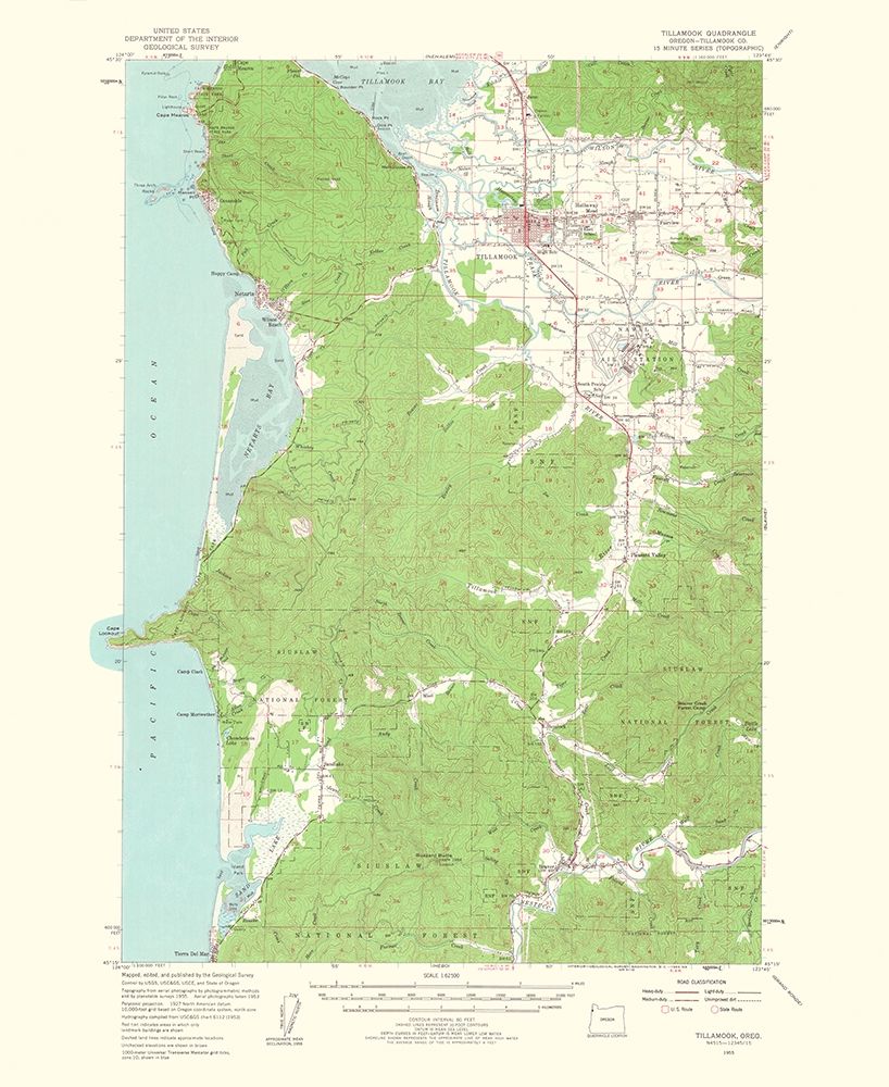 Tillamook Oregon Quad - USGS 1963 art print by USGS for $57.95 CAD