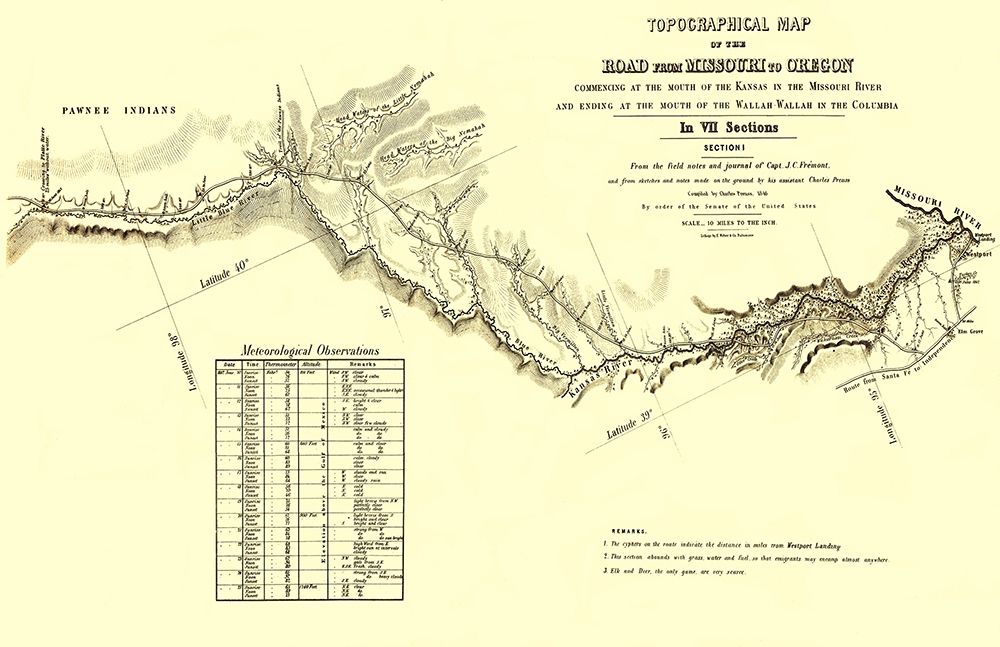 Oregon Trail Kansas 1 of 7 - Fremont 1846 art print by Fremont for $57.95 CAD