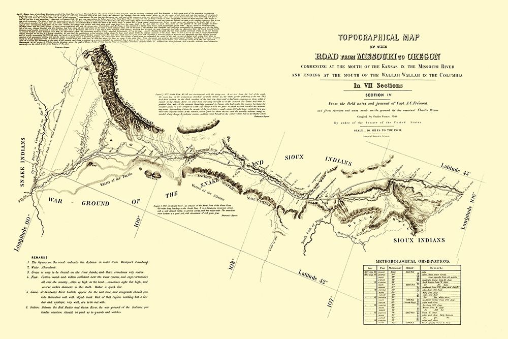 Oregon Trail Wyoming 4 of 7 - Fremont 1846 art print by Fremont for $57.95 CAD