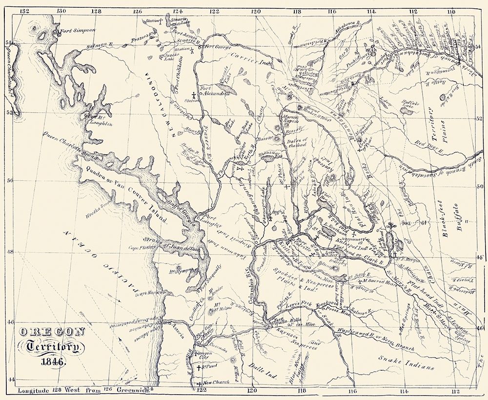 Oregon Territory - 1846 art print by Unknown for $57.95 CAD
