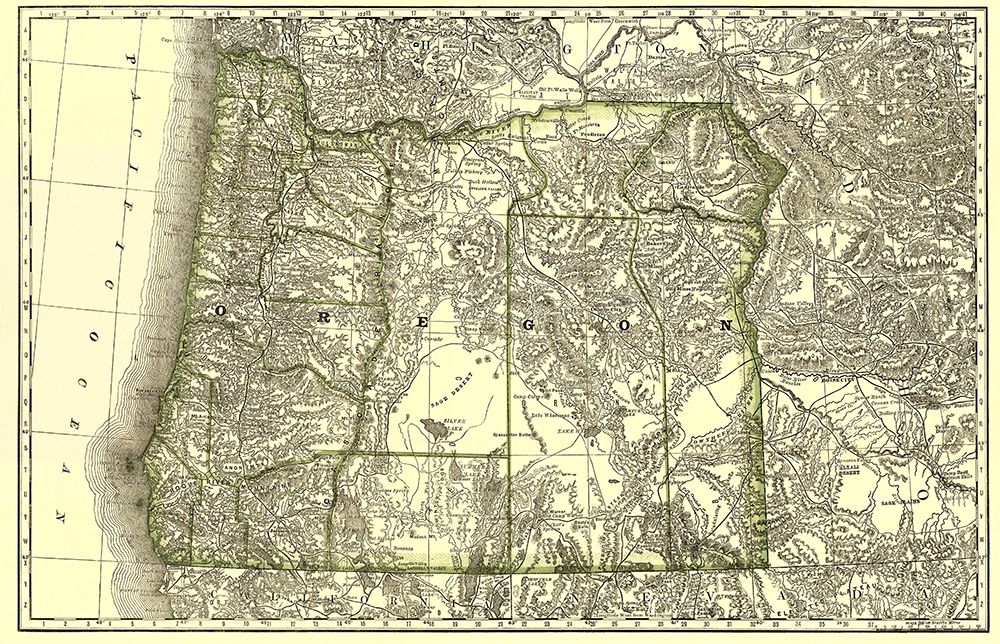 Oregon - Rand McNally 1876 art print by Rand McNally for $57.95 CAD