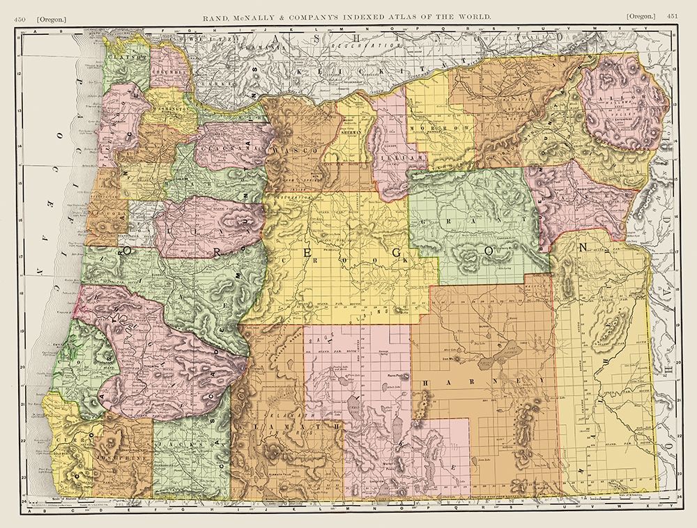 Oregon - Rand McNally 1898 art print by Rand McNally for $57.95 CAD