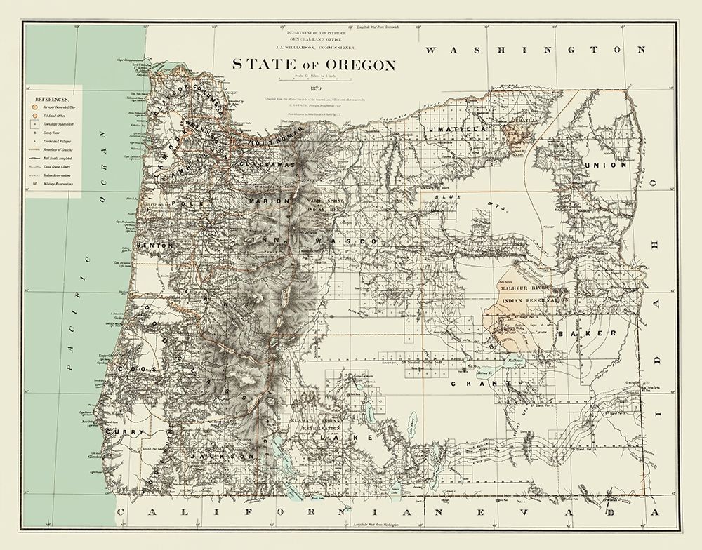 Oregon - Bien 1879 art print by Bien for $57.95 CAD