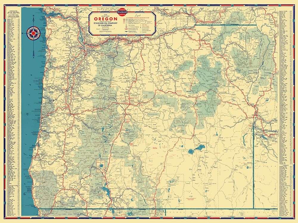Oregon - Gousha 1935 art print by Gousha for $57.95 CAD