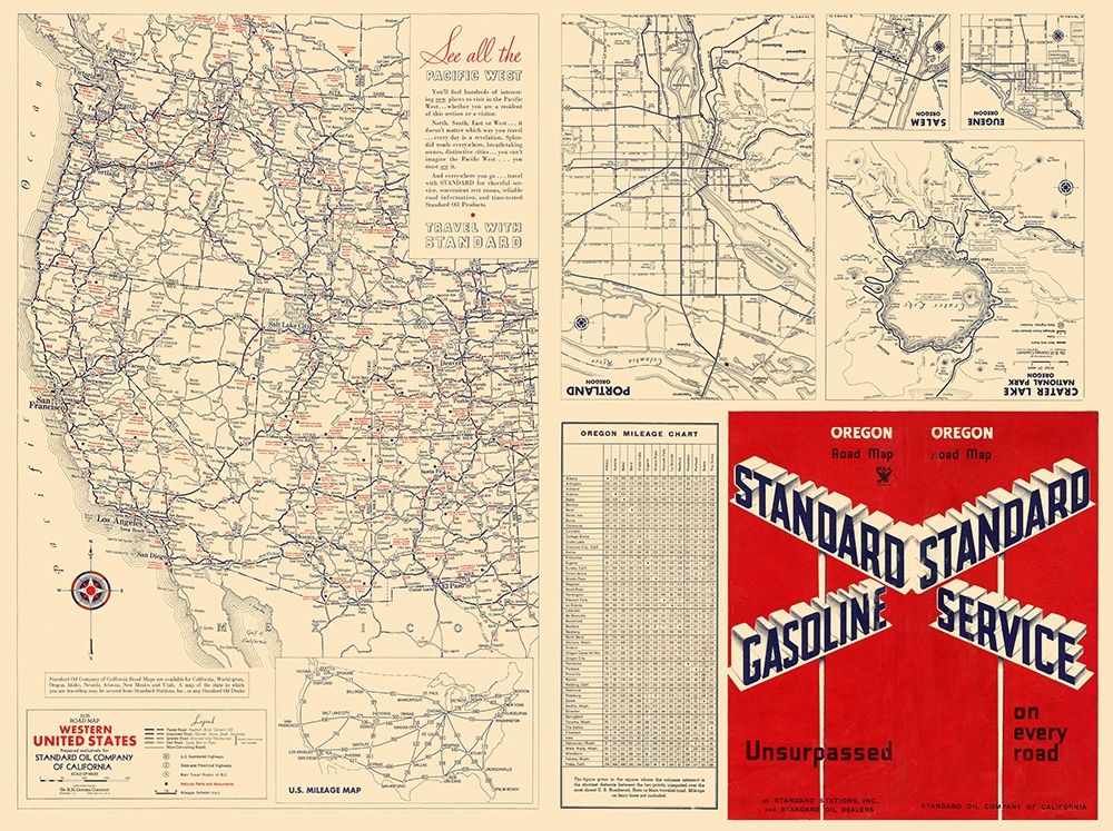 Western United States - Gousha 1935 art print by Gousha for $57.95 CAD