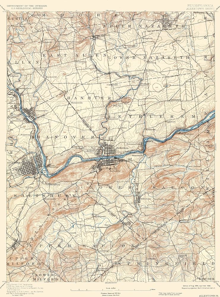 Allentown Pennsylvania Sheet - USGS 1894 art print by USGS for $57.95 CAD
