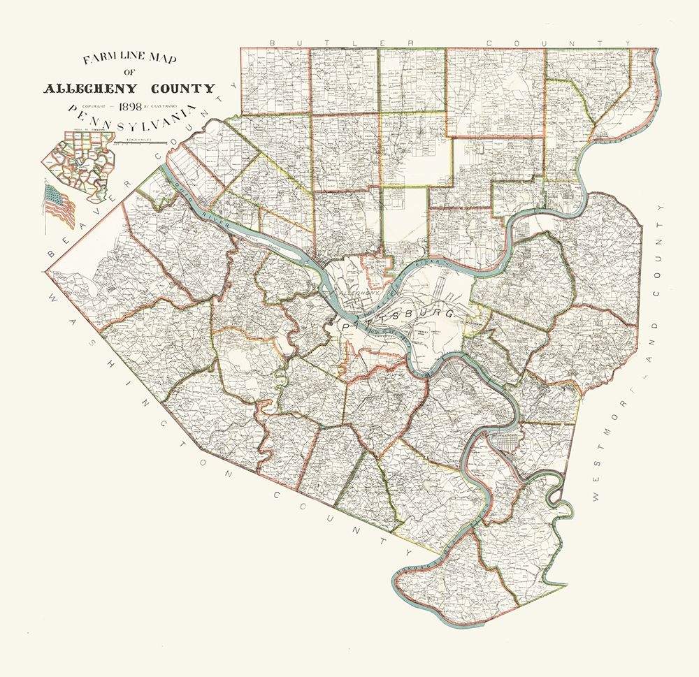 Alleghany County Pennsylvania - Trainey 1898 art print by Trainey for $57.95 CAD