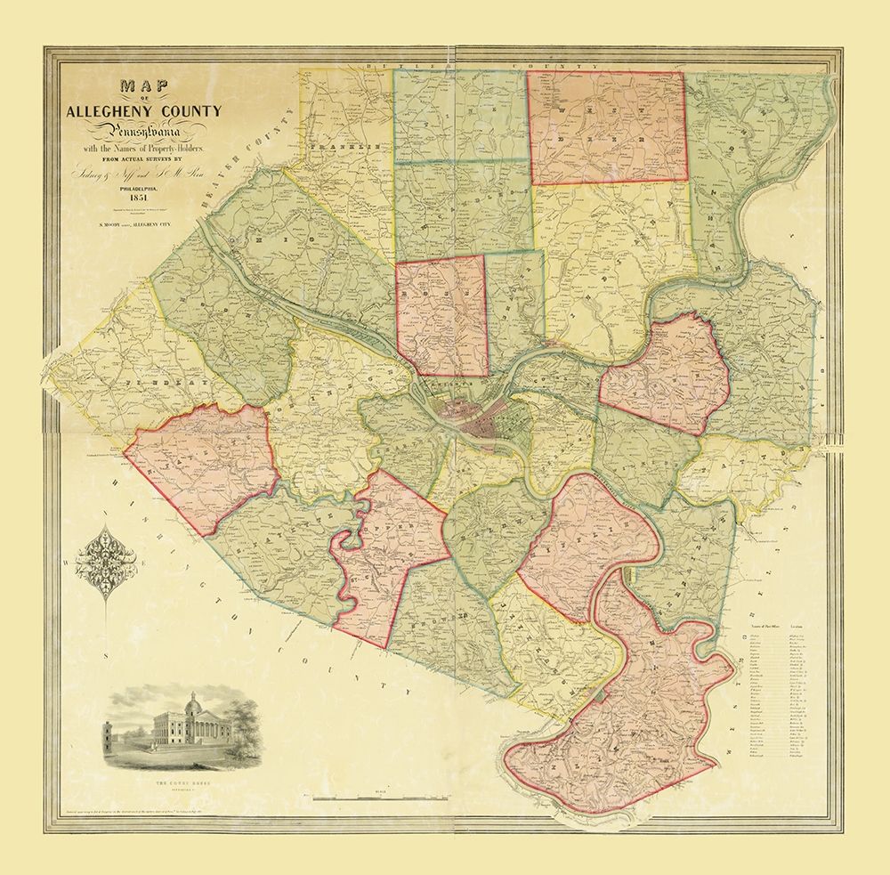 Alleghany County Pennsylvania - McRea 1851 art print by McRea for $57.95 CAD