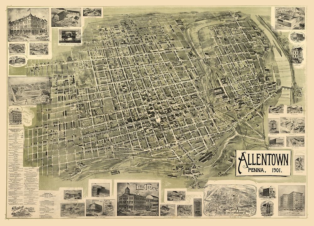 Allentown Pennsylvania -Alsop 1901 art print by Alsop for $57.95 CAD