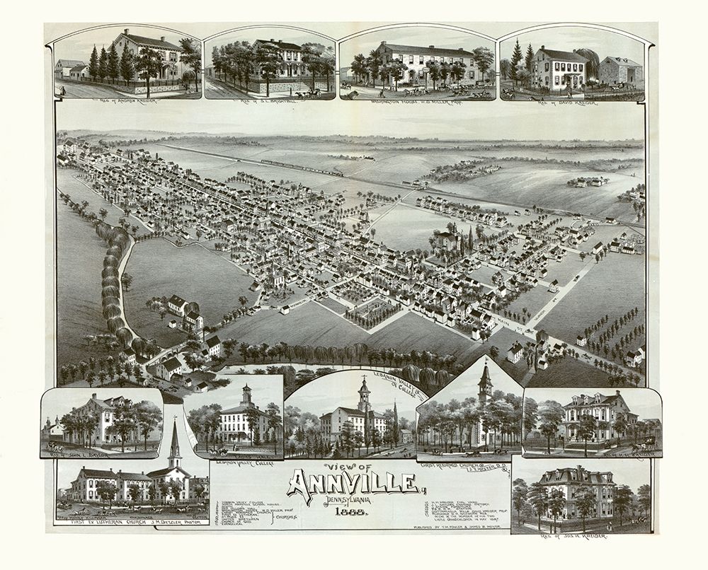Annville Pennsylvania - Moyer 1888 art print by Moyer for $57.95 CAD