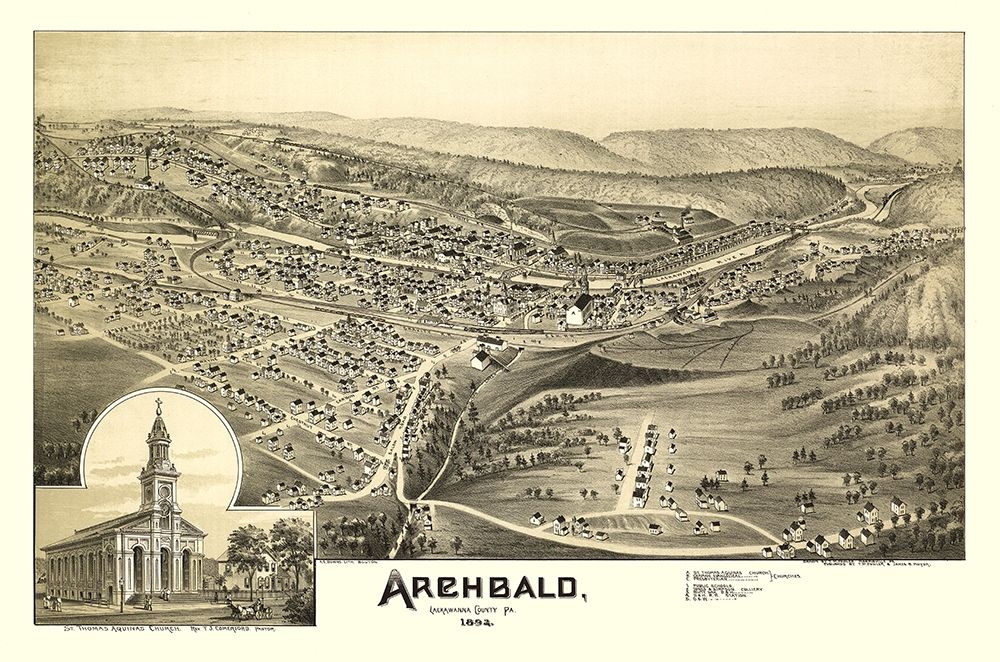 Archbald Pennsylvania - Moyer 1892 art print by Moyer for $57.95 CAD