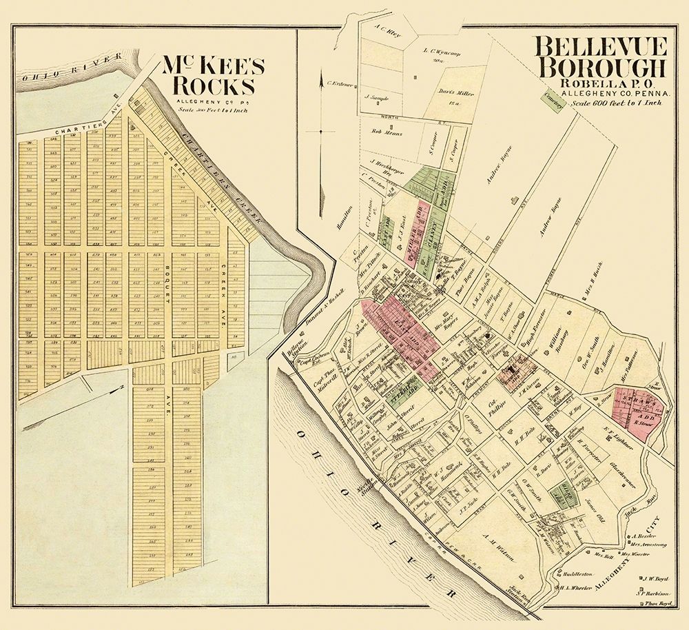 Bellevue, McKees Rock Pennsylvania Landowner art print by Hayes for $57.95 CAD