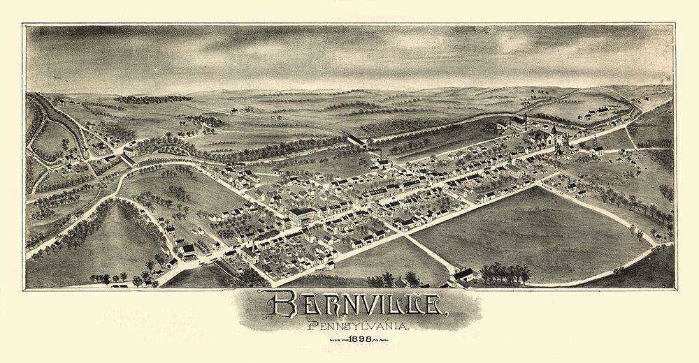 Bernville Pennsylvania - Moyer 1898 art print by Moyer for $57.95 CAD