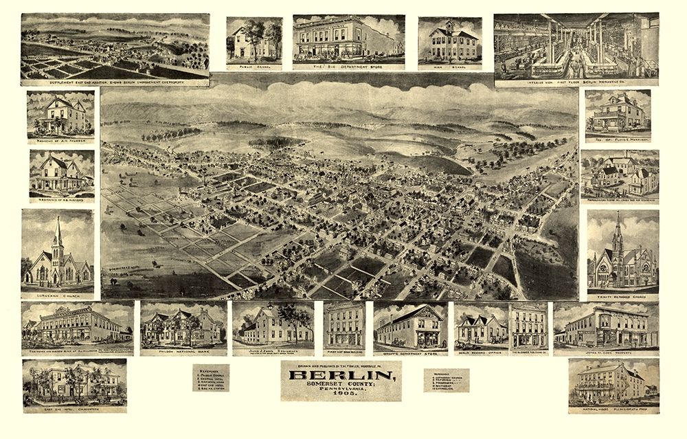 Berlin Pennsylvania - Fowler 1905 art print by Fowler for $57.95 CAD