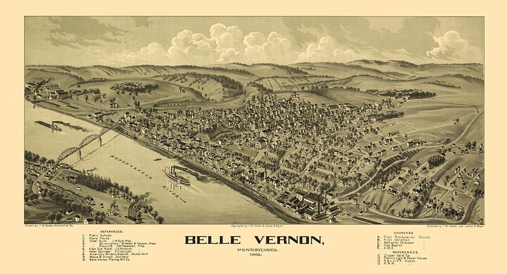 Belle Vernon Pennsylvania - Moyer 1902 art print by Moyer for $57.95 CAD