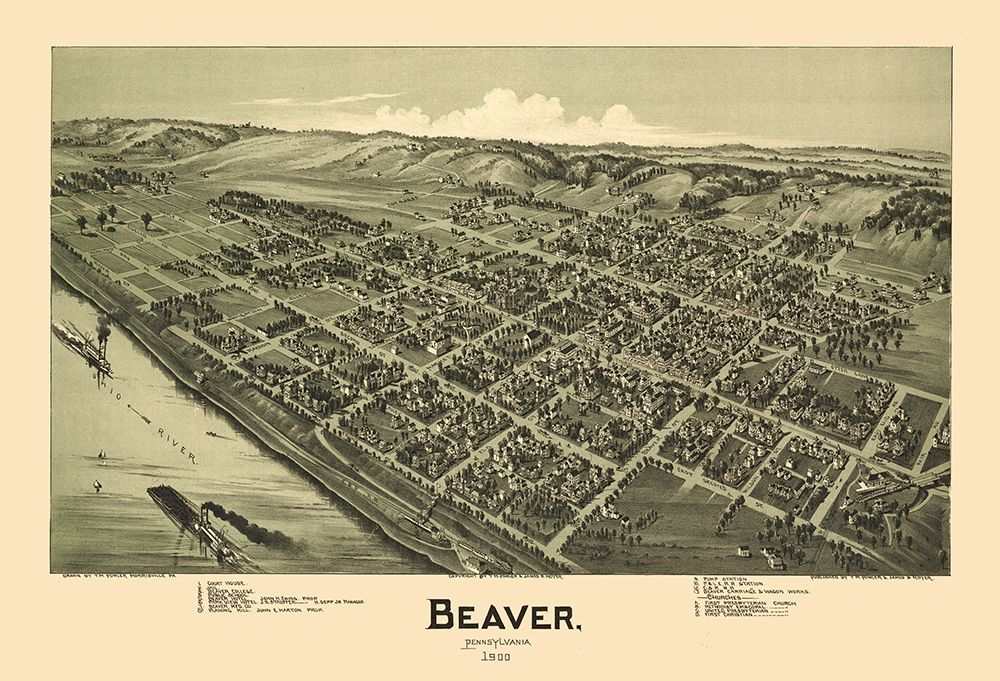 Beaver Pennsylvania - Moyer 1900 art print by Moyer for $57.95 CAD