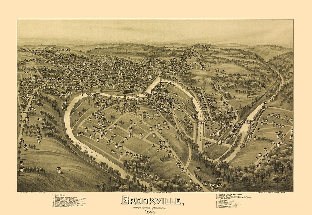 Brookville Pennsylvania - Moyer 1895 art print by Moyer for $57.95 CAD