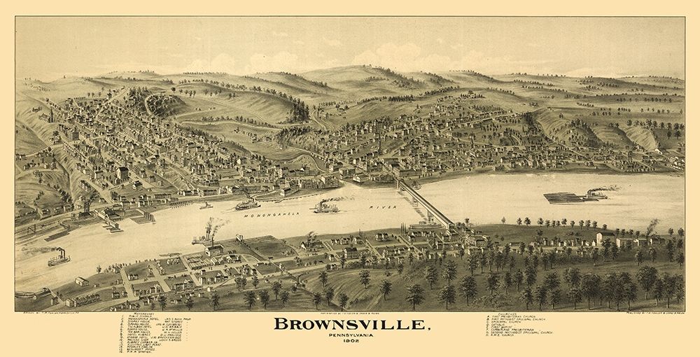 Brownsville Pennsylvania - Moyer 1902 art print by Moyer for $57.95 CAD