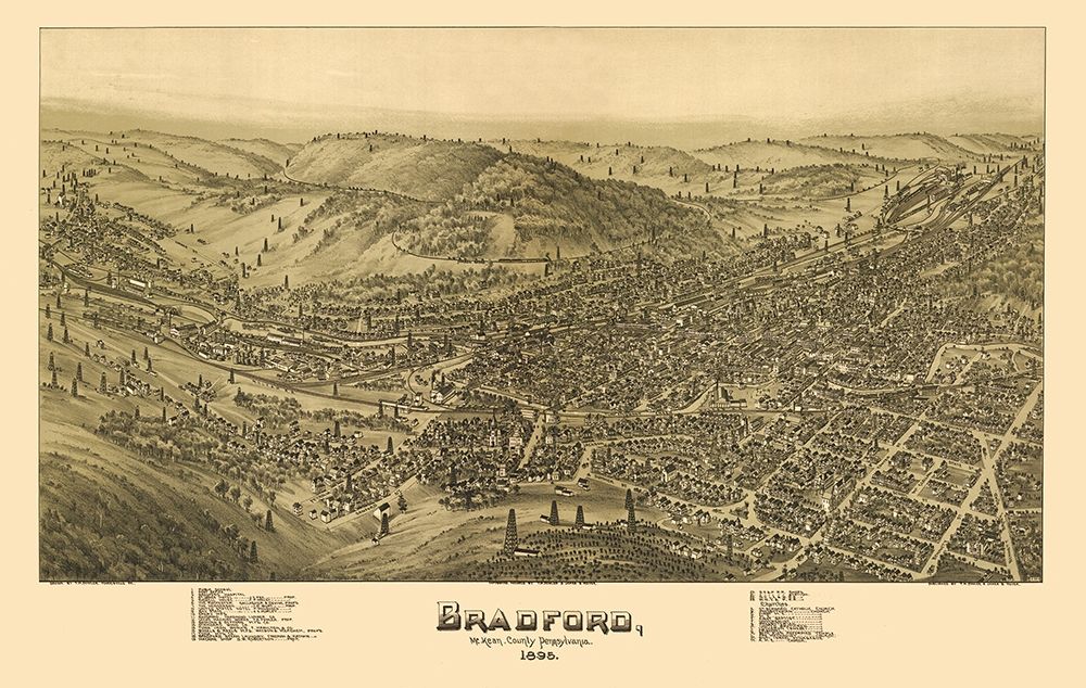 Bradford Pennsylvania - Moyer 1895 art print by Moyer for $57.95 CAD