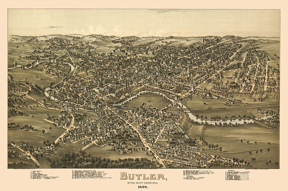 Butler Pennsylvania - Moyer 1896 art print by Moyer for $57.95 CAD