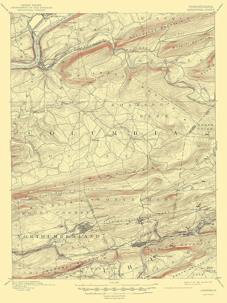 Catawissa Pennsylvania Quad - USGS 1894 art print by USGS for $57.95 CAD