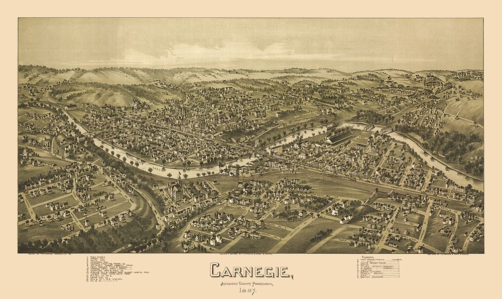 Carnegie Pennsylvania - Fowler 1897 art print by Fowler for $57.95 CAD