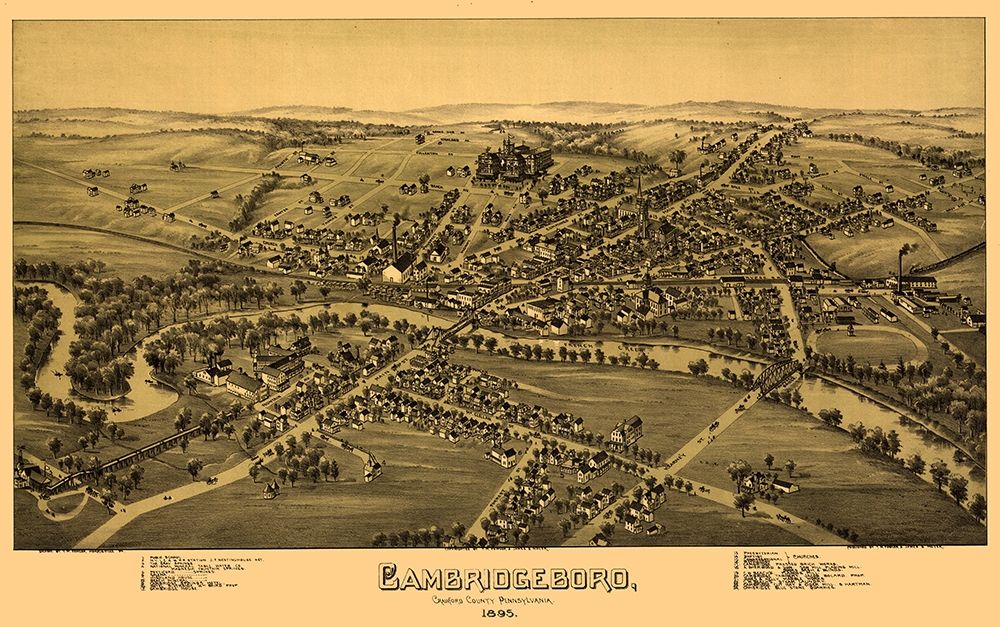 Cambridgeboro Pennsylvania - Fowler 1895 art print by Fowler for $57.95 CAD