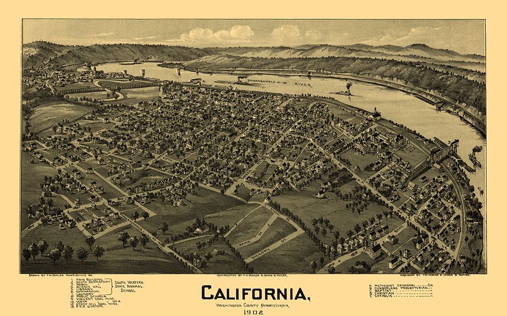 California Pennsylvania - Fowler 1902 art print by Fowler for $57.95 CAD