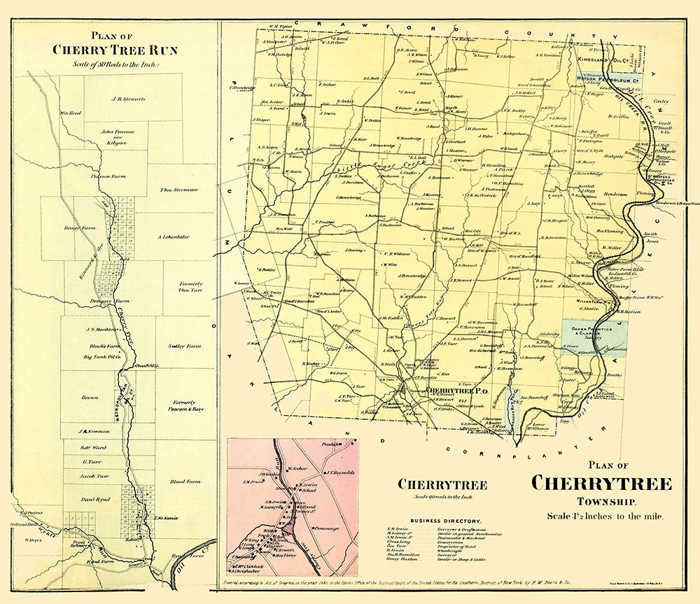 Cherry Tree Pennsylvania Landowner - Beers 1865 art print by Beers for $57.95 CAD