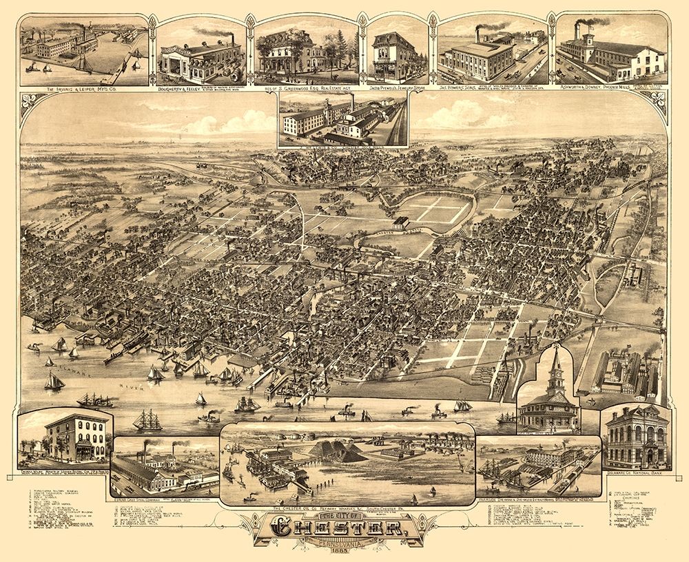 Chester Pennsylvania - Bailey 1885 art print by Bailey for $57.95 CAD