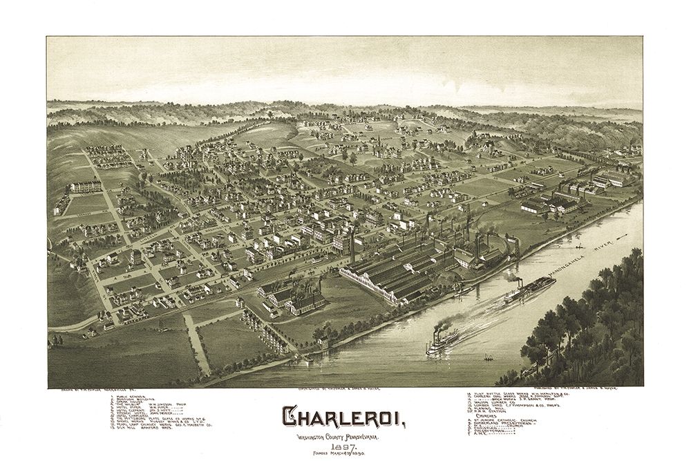 Charleroi Pennsylvania - Moyer 1897 art print by Moyer for $57.95 CAD