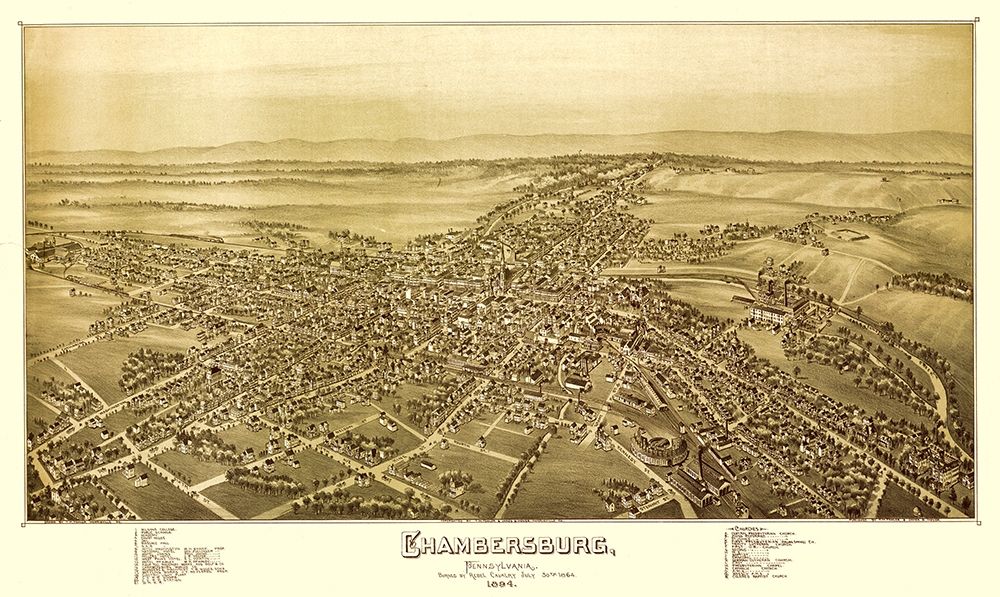 Chambersburg Pennsylvania - Moyer 1894 art print by Moyer for $57.95 CAD