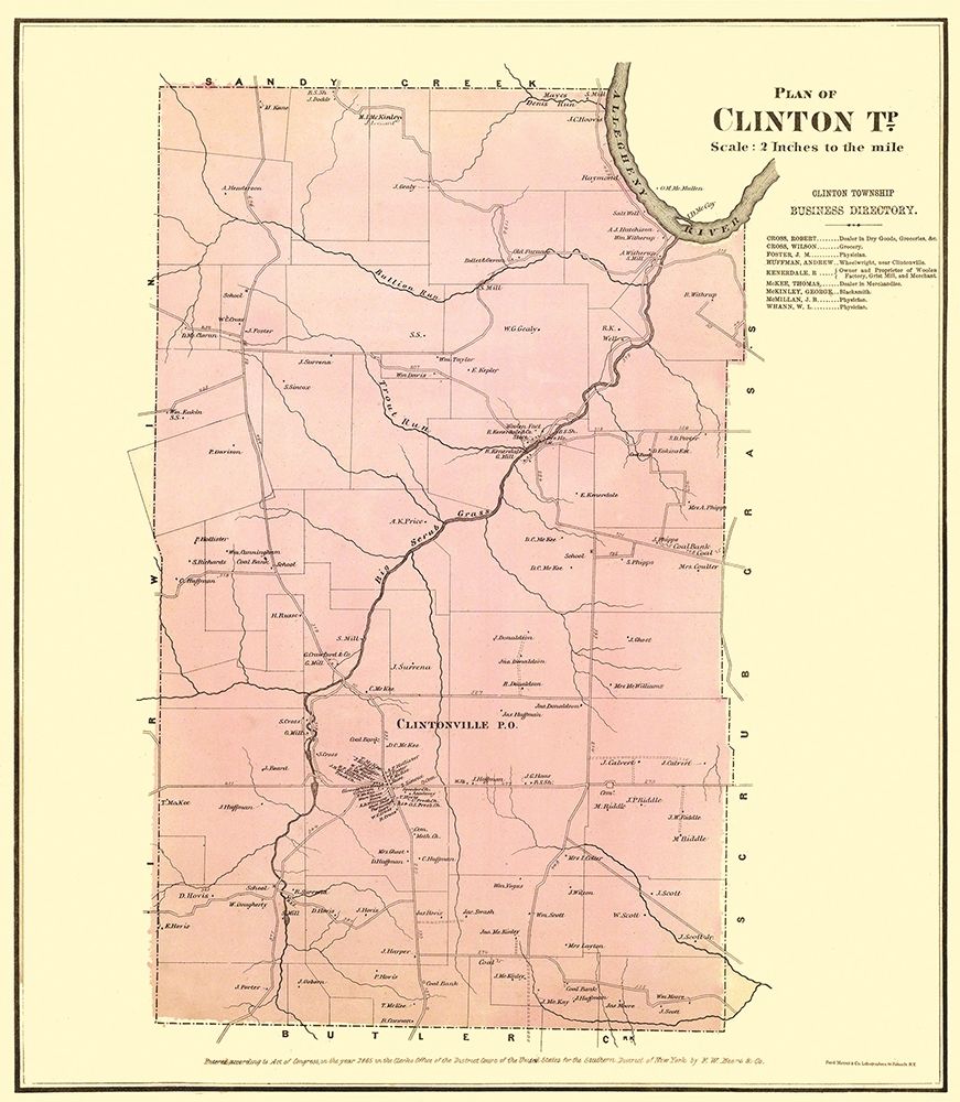 Clinton Pennsylvania Landowner - Mayer 1865 art print by Mayer for $57.95 CAD