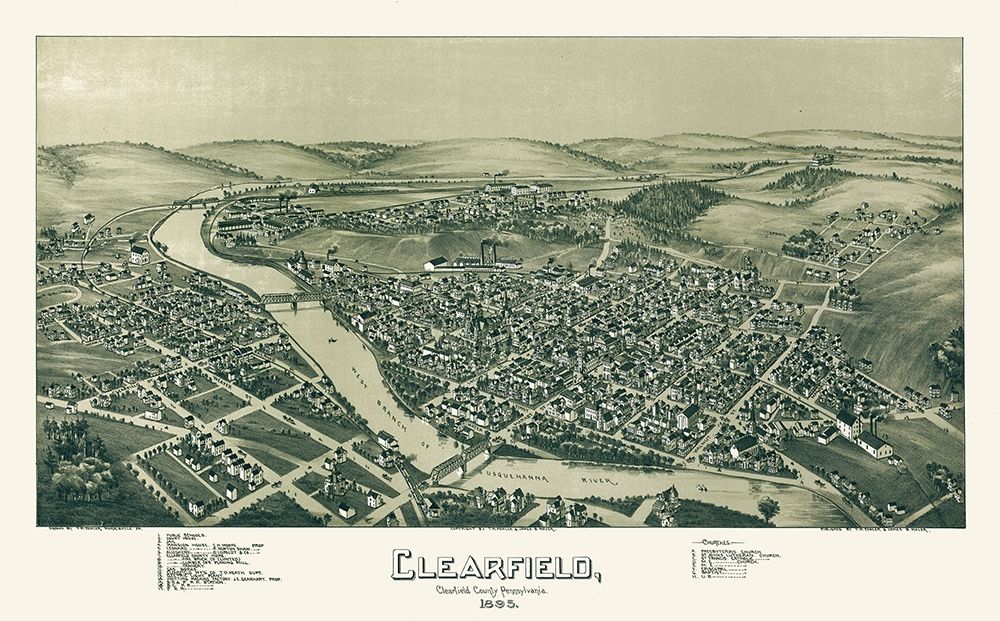 Clearfield Pennsylvania - Moyer 1895 art print by Moyer for $57.95 CAD