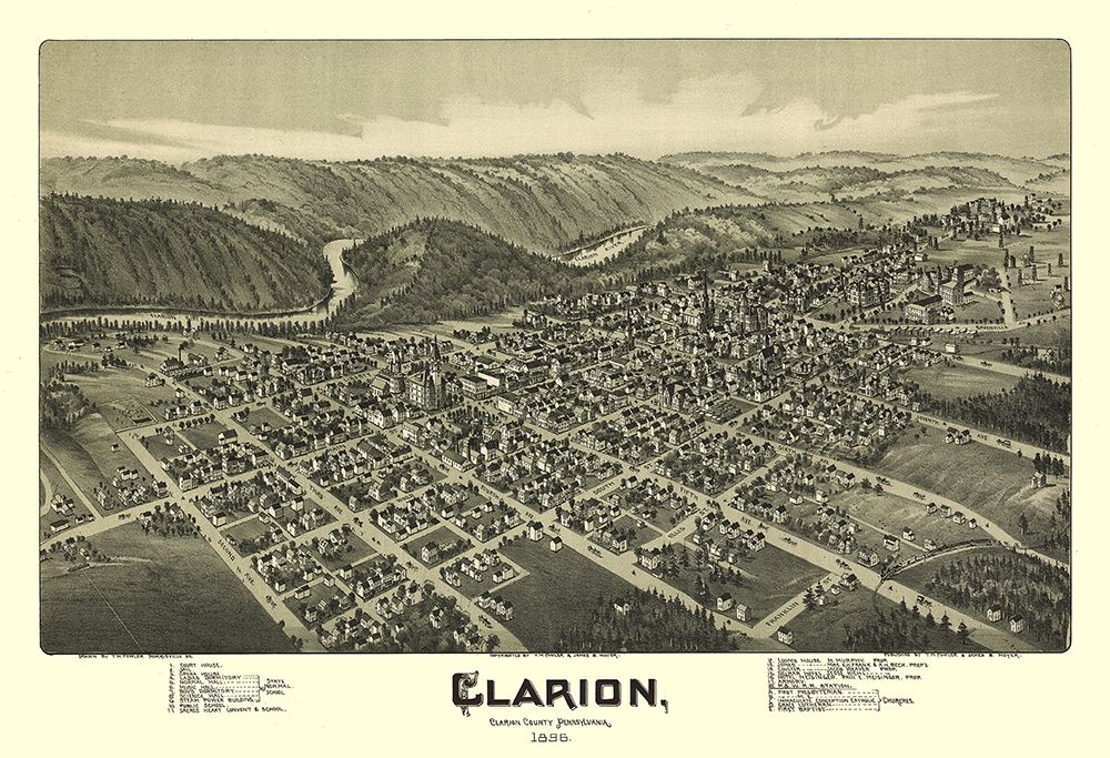 Clarion Pennsylvania - Moyer 1896 art print by Moyer for $57.95 CAD