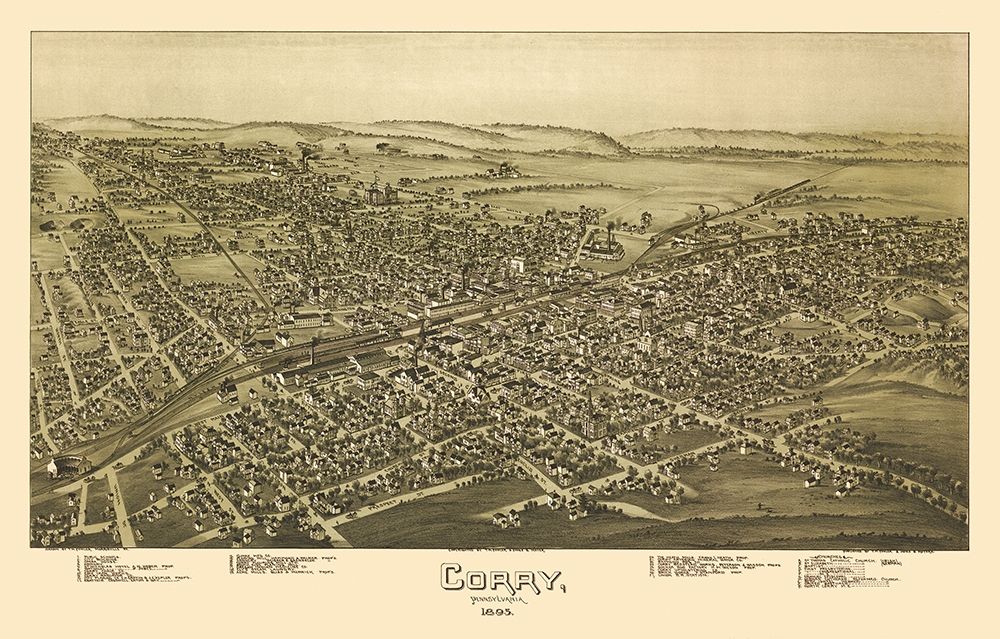 Corry Pennsylvania - Moyer 1895 art print by Moyer for $57.95 CAD
