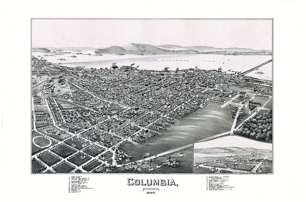 Columbia Pennsylvania - Moyer 1894 art print by Moyer for $57.95 CAD