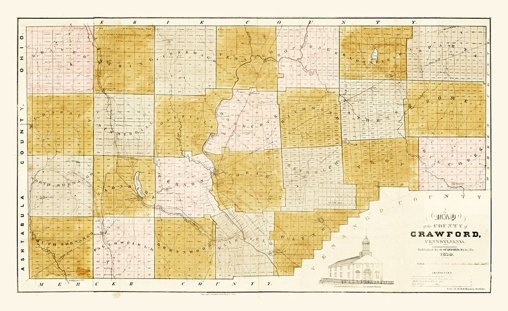 Crawford County Pennsylvania - Spafford 1839 art print by Spafford for $57.95 CAD