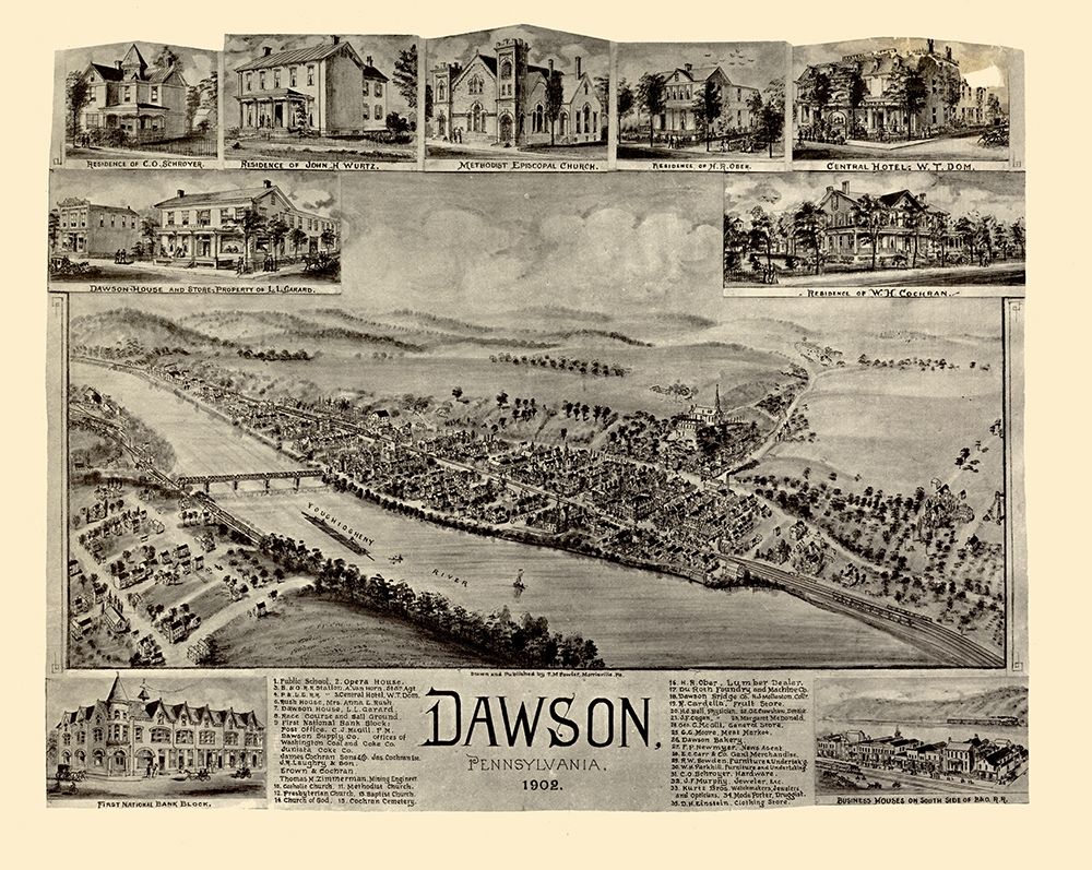 Dawson Pennsylvania - Fowler 1902 art print by Fowler for $57.95 CAD