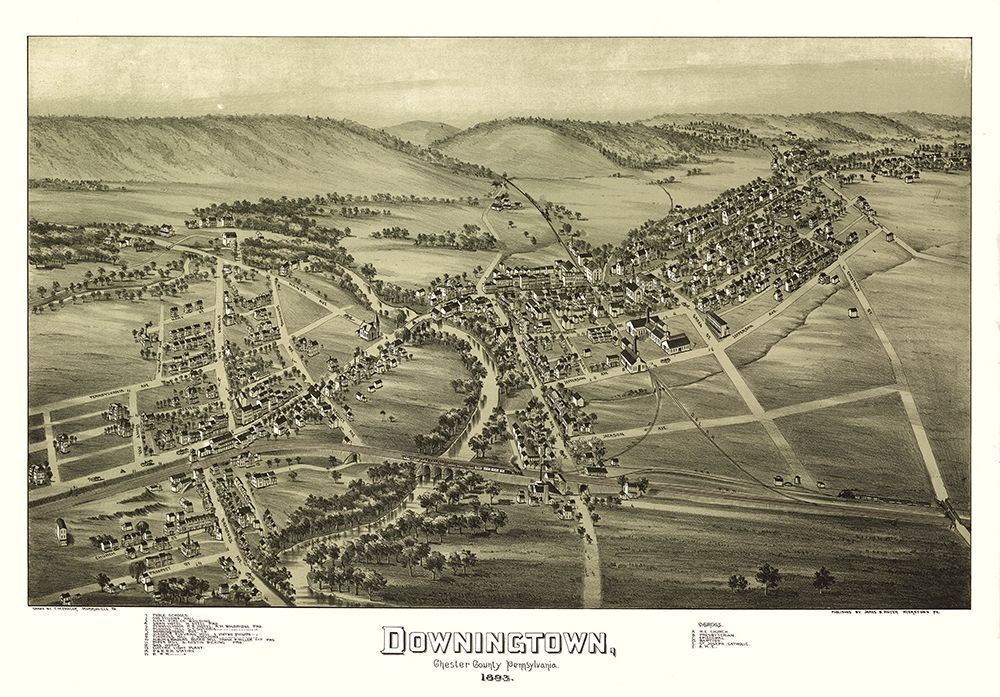 Downington Pennsylvania - Fowler 1893 art print by Fowler for $57.95 CAD